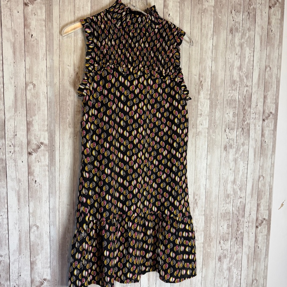 THML Black Geometric Smocked-Top Sleeveless Shift Dress Small - Picture 2 of 10